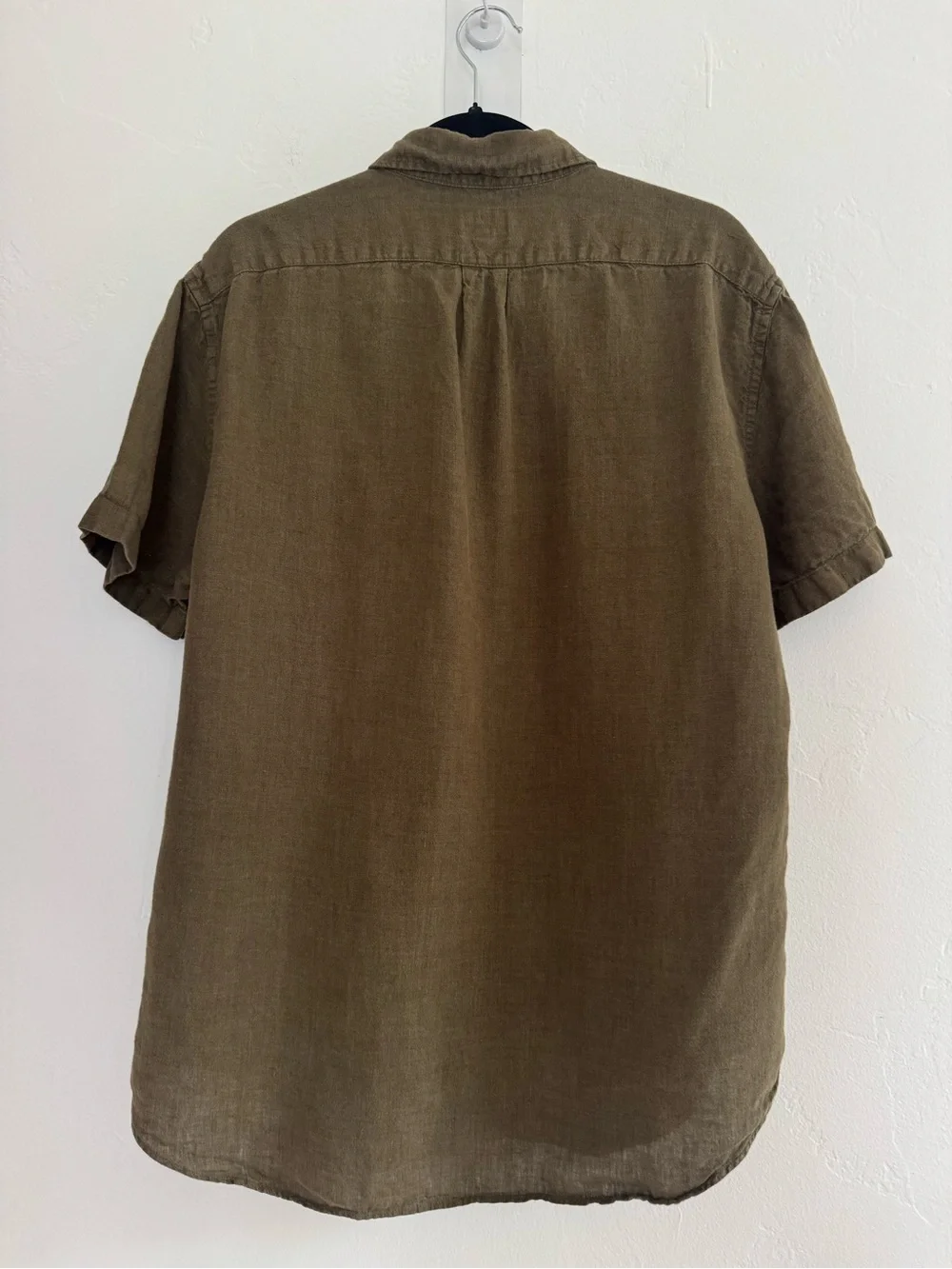 J. Crew Classic Short-Sleeve Linen Point-Collar Shirt Green Coastal Minimalist